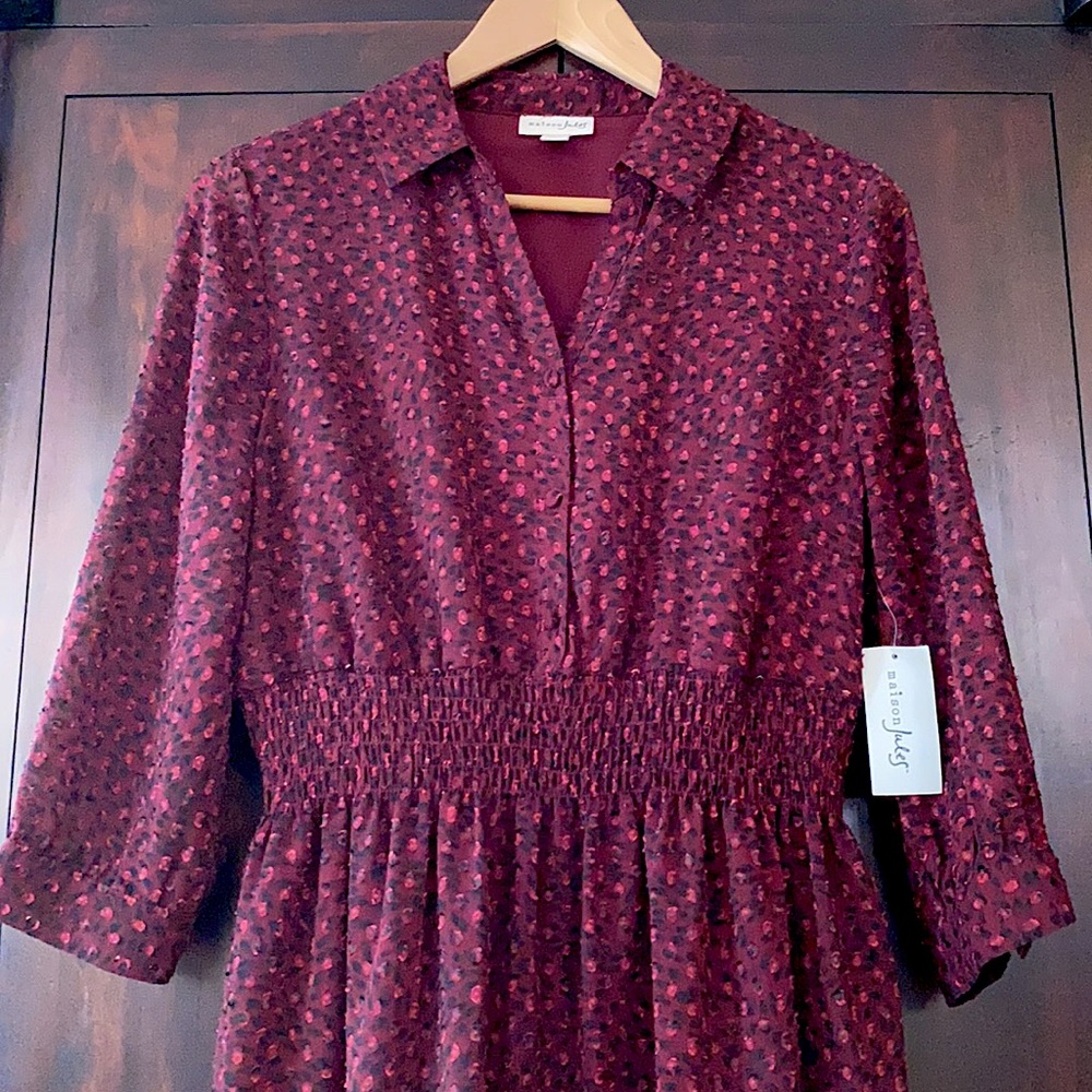 Maison Jules Medium Plum Polka Dot Dress